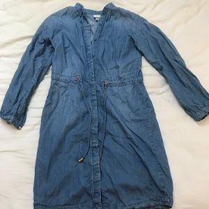 Chambray Denim Button Down Dress, Size XS